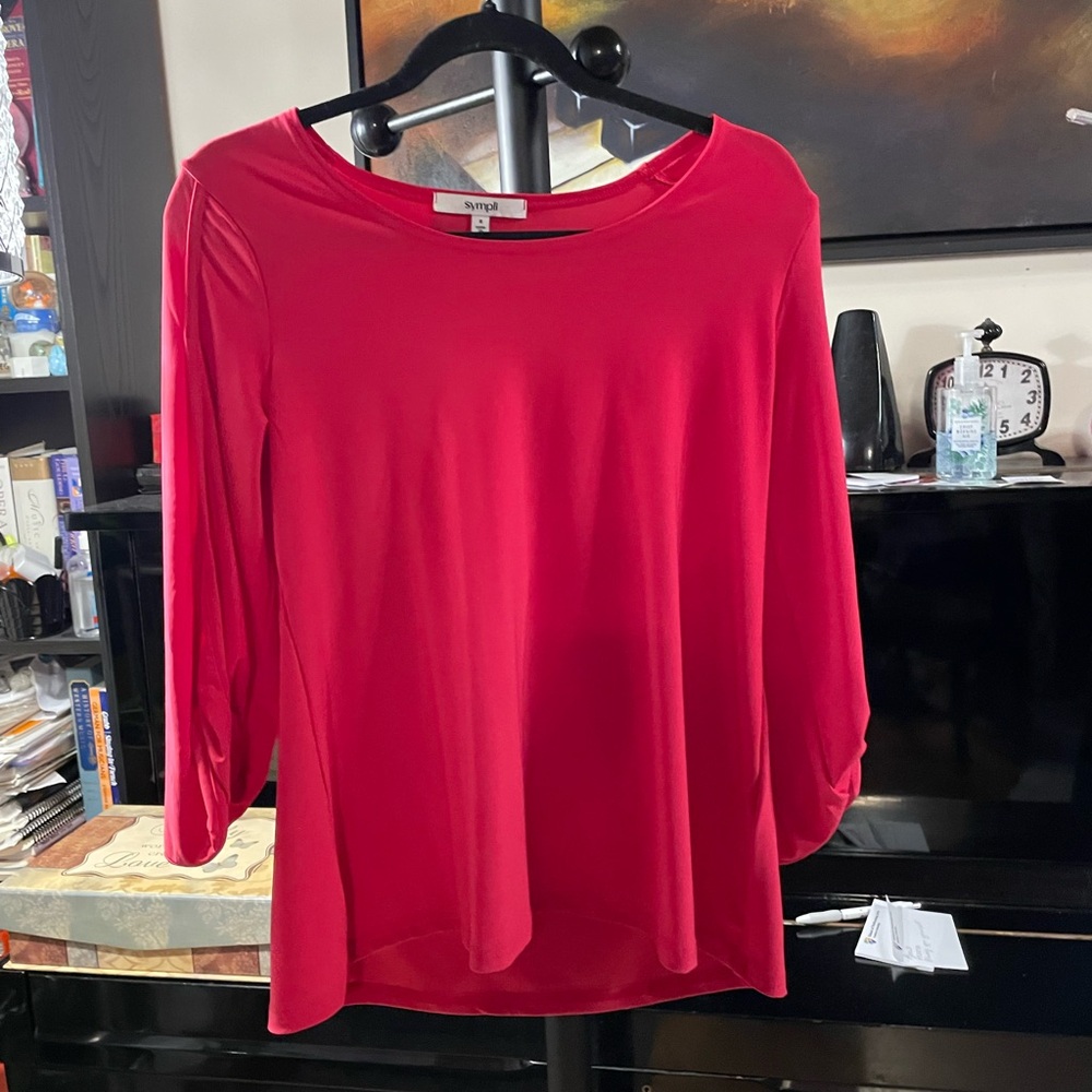 Sympli Vibrant Pink Knotted Sleeve Top